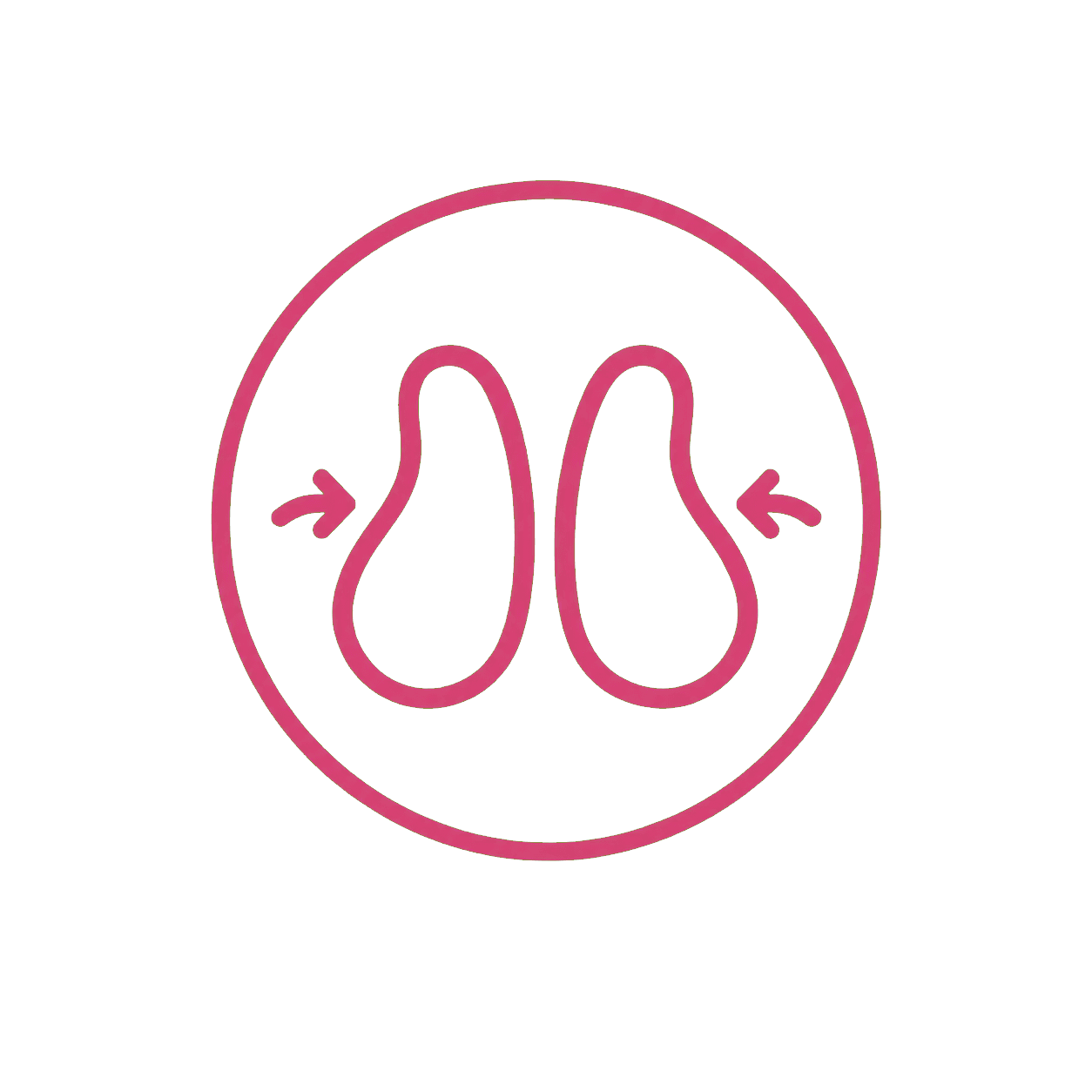 Inward arrows representing a smooth fit with no bulge